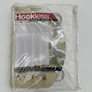 Hookless White High Point Linen Fabric Shower Curtain with Snap-In Liner‎ 71x74